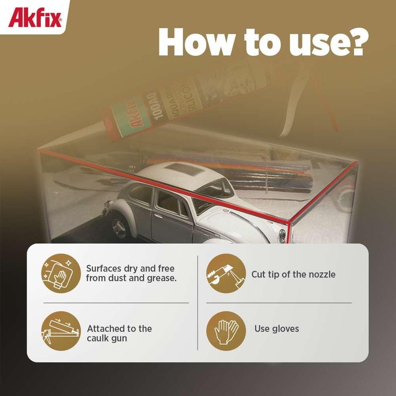 AKFIX 100AQ Aquarium Sealant Clear (2x10.1 fl. oz.) – 100% Waterproof, Fish-Safe, High-Speed Curing and Strong Adhesion, Non-Toxic Glass Adhesive for Aquarium Repair | Clear, 2 Pack - Image 4